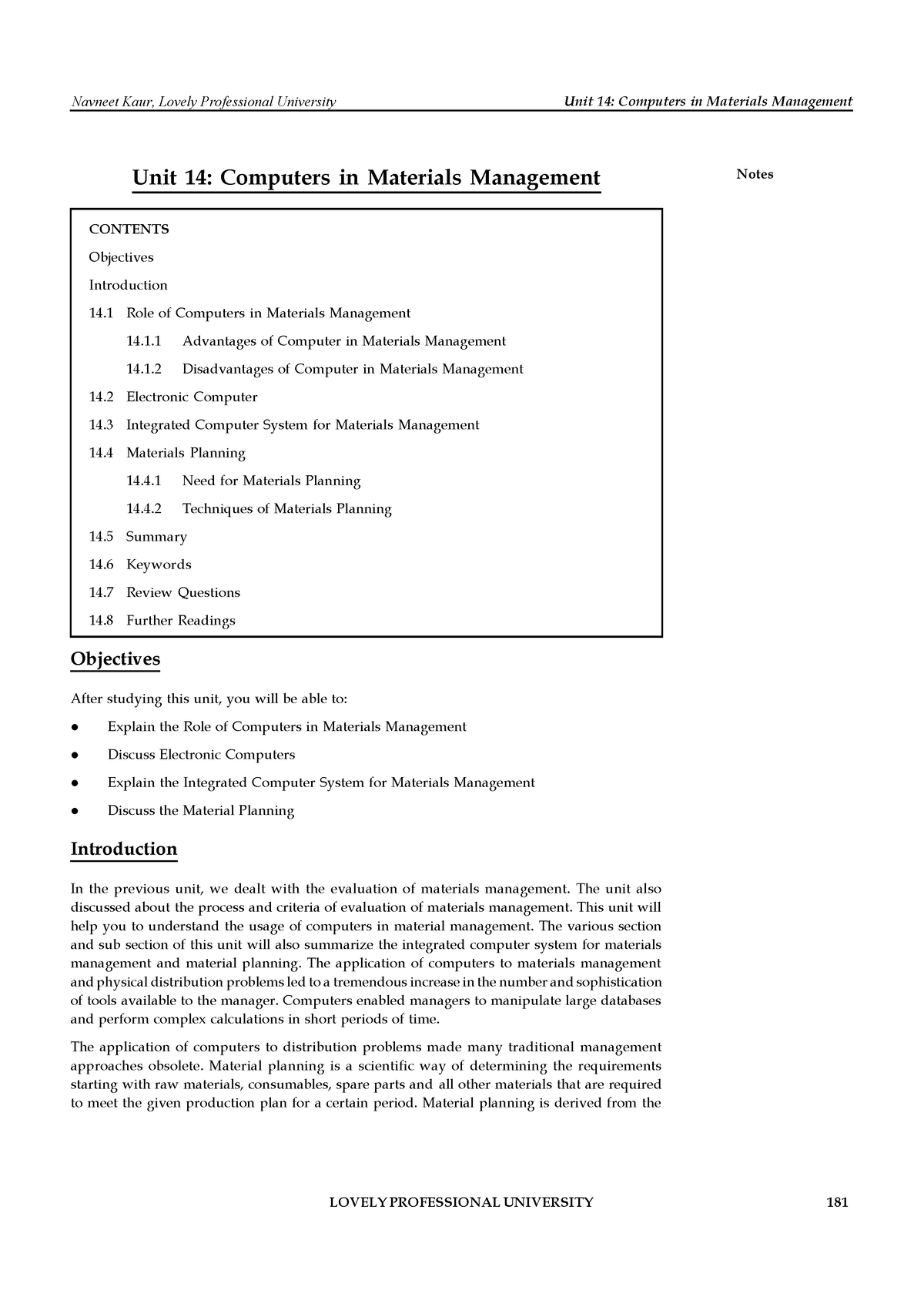 Materials Management Chapter 14 Unit 14 Computers In Materials Management Unit 14 Computers 6139