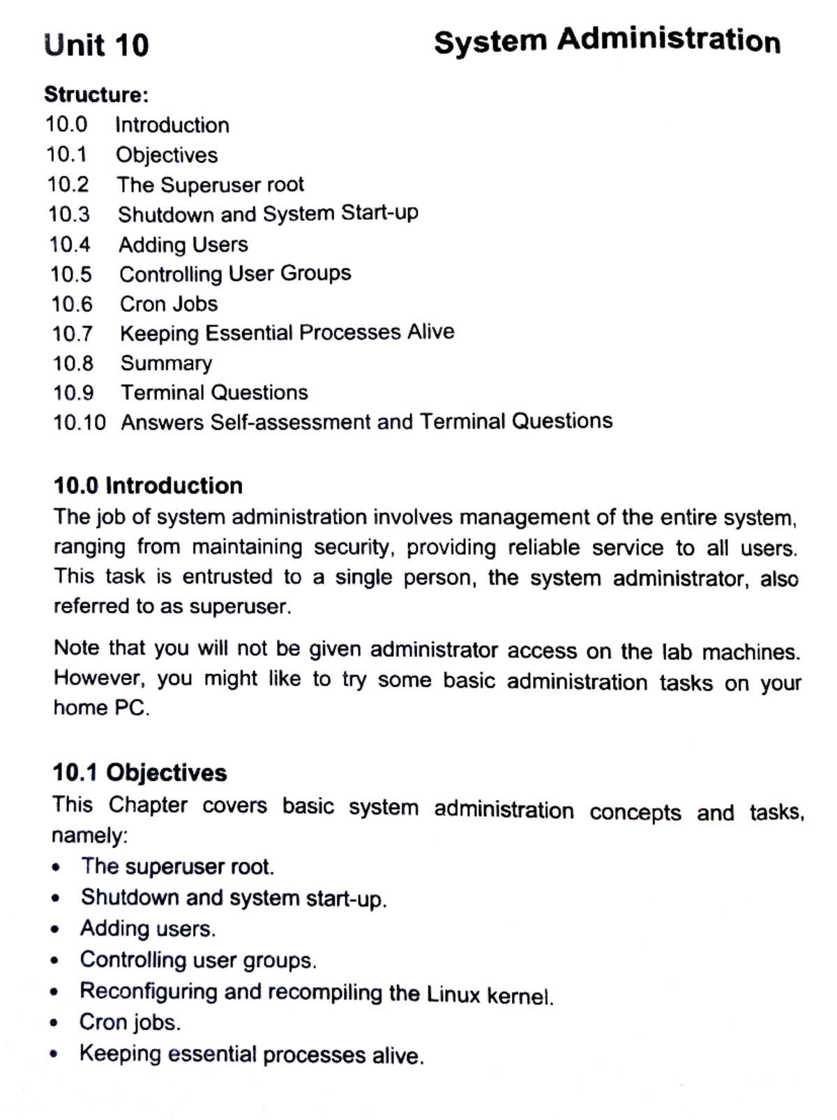 Unix Operating System - System Administration - Unit 10 System ...