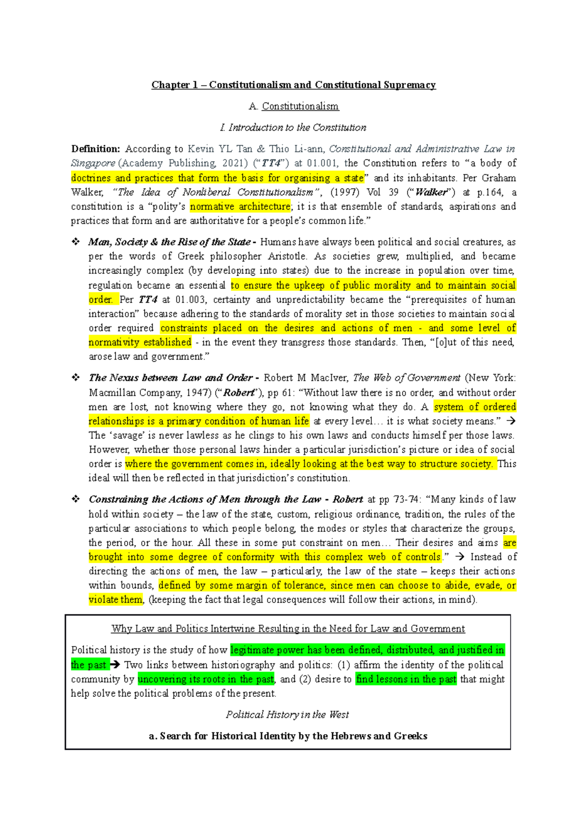 Constitutional Law Notes - Chapter 1 – Constitutionalism and ...