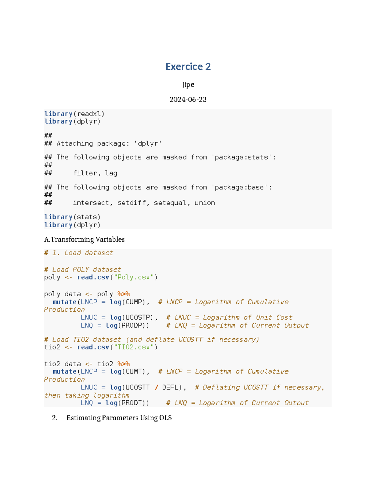Exercice-2 - This was an exercise that I've carried out to work on R ...
