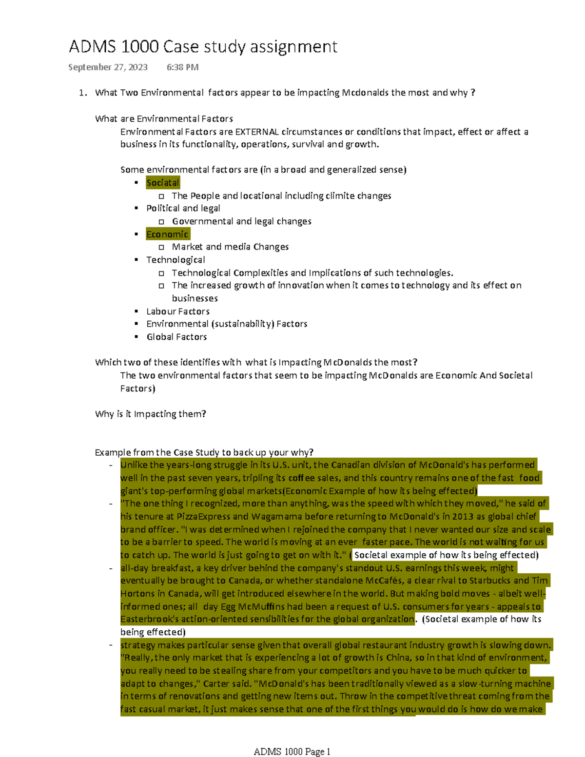Adms 1000 - basic notes to help out with the assignment - What Two ...