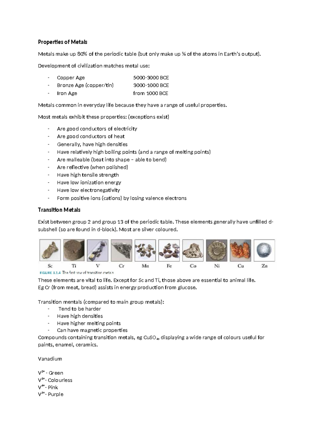 Chapter 3 - Metals - Properties of Metals Metals make up 80% of the ...