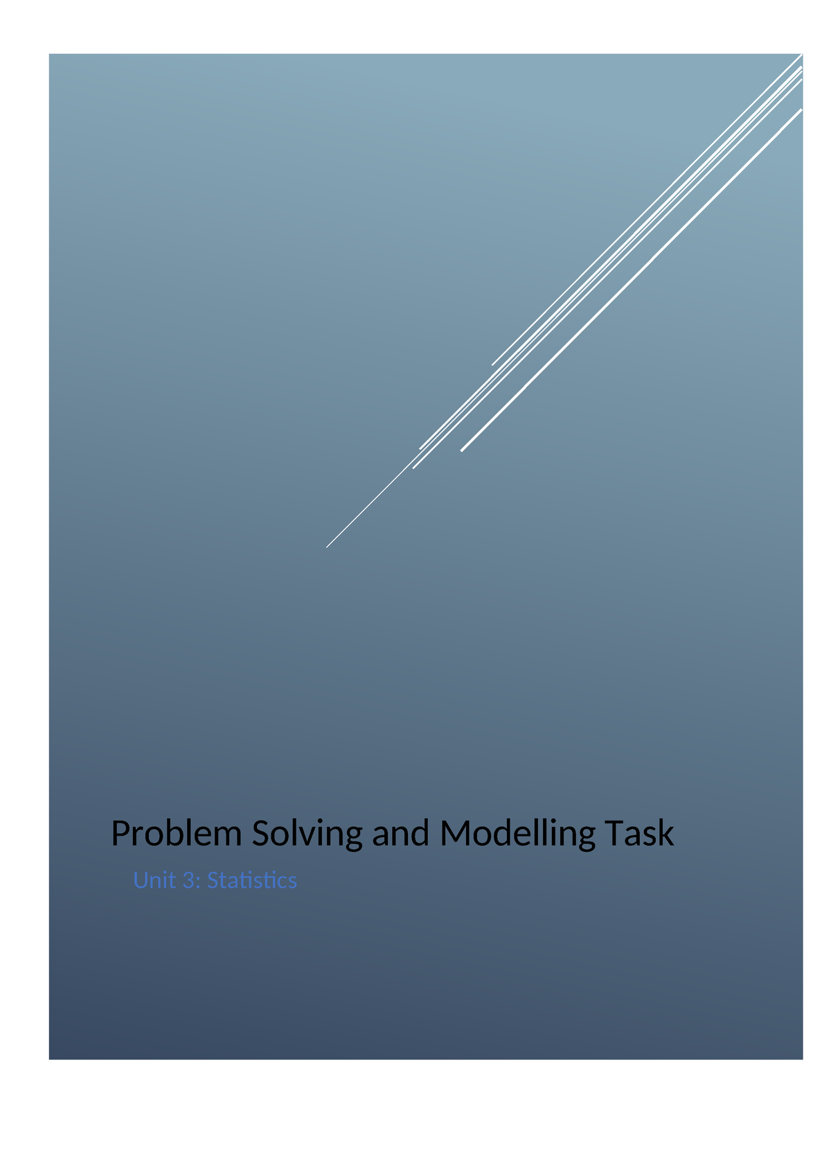 problem solving modelling task