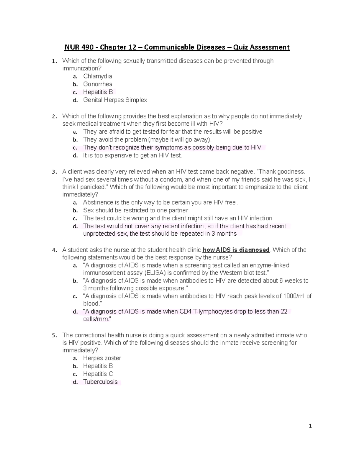 NUR 490 Chapter 12 Student Review v2 - 1 NUR 490 - Chapter 12 ...