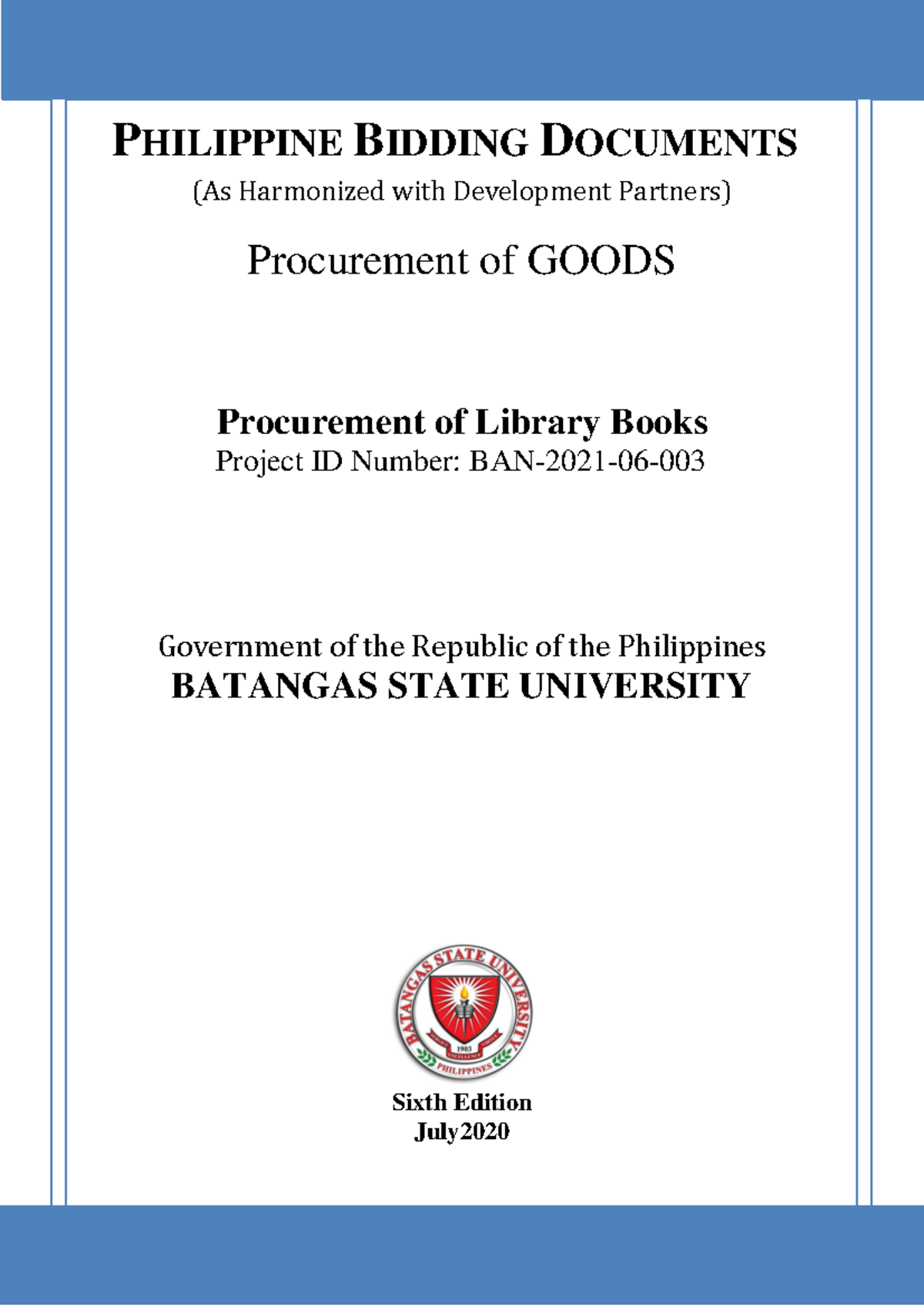 Procurement of Library Books in Bat State U Arasof - PHILIPPINE BIDDING ...