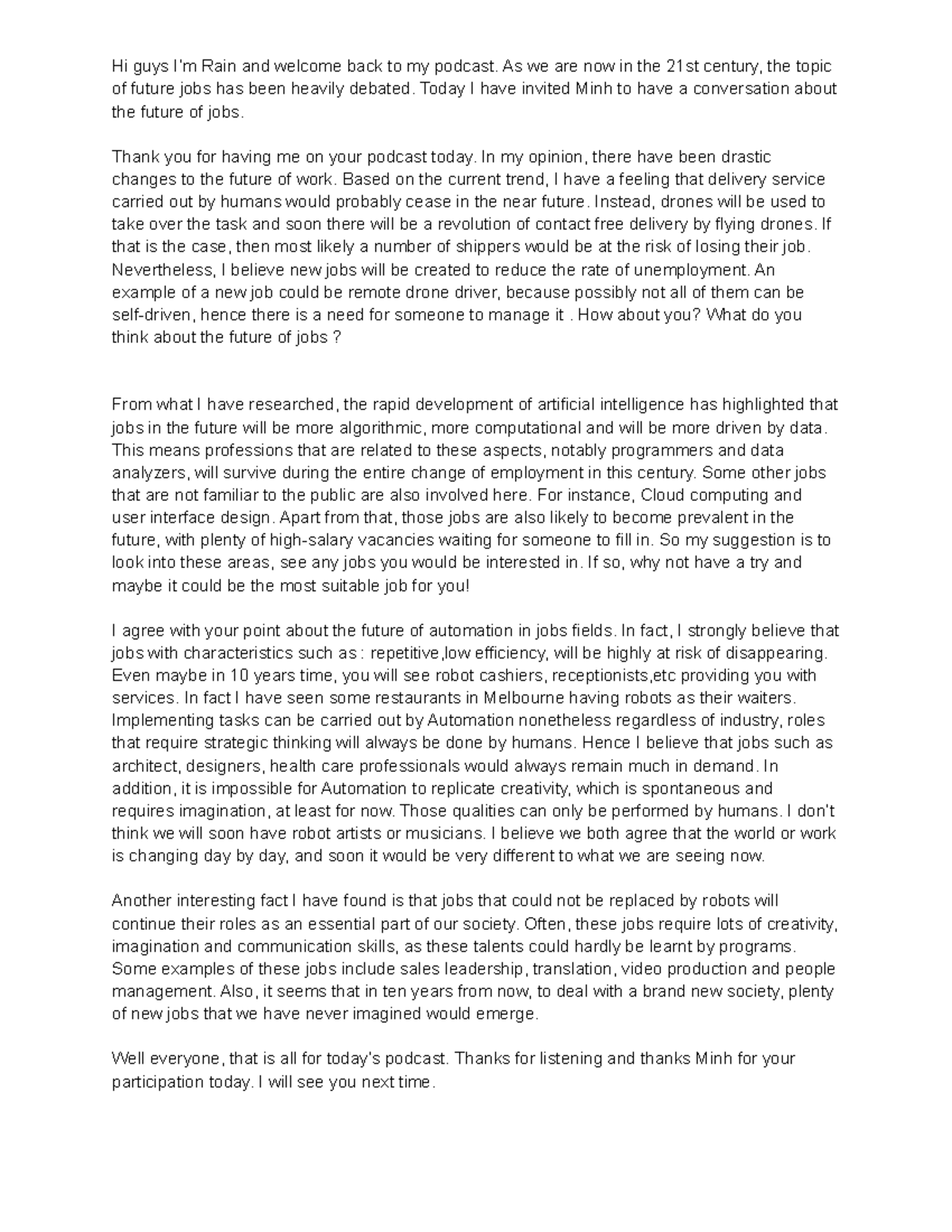 Eng B podcast ruu5i Hi guys I’m Rain and back to my podcast