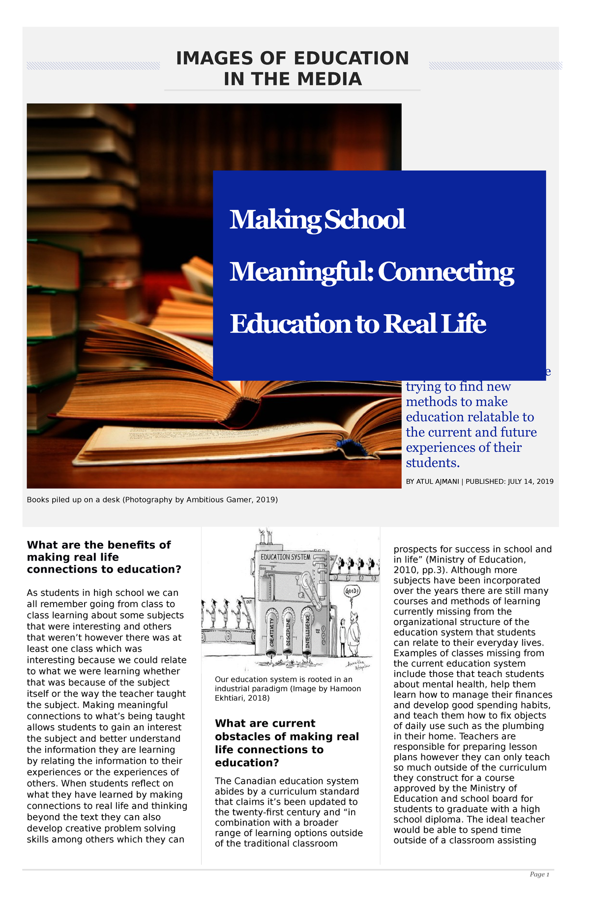 Images OF Education Assignment 2 - IMAGES OF EDUCATION IN THE MEDIA ...