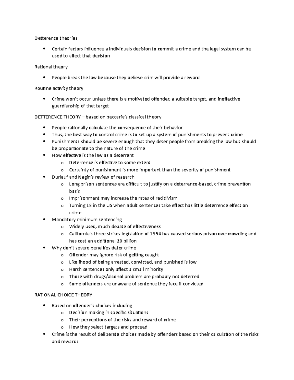 Chapter 15 - Theories in Crime - Detterence theories Certain factors ...