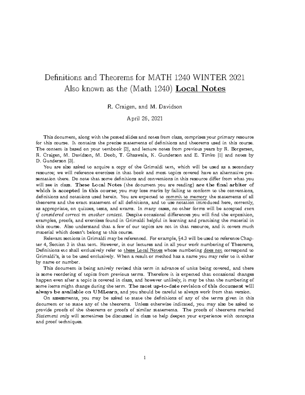 1240Local Notes - math - Definitions and Theorems for MATH 1240 WINTER ...