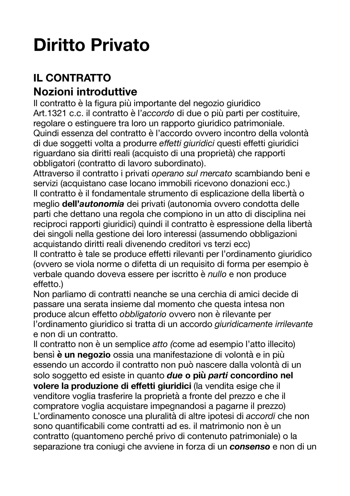 3. I Contratti Diritto Privato - Diritto Privato - UniMe - Studocu