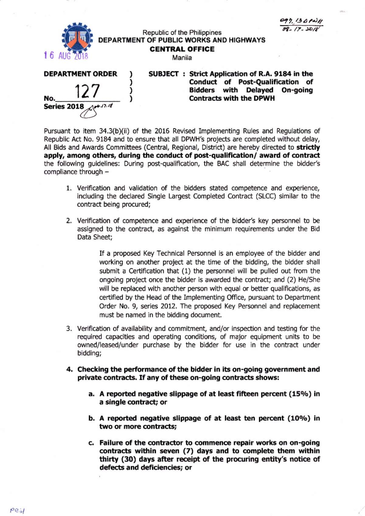 DO 127 s2018 - essay - Republic of the Philippines D EPA R TM EN T O F ...