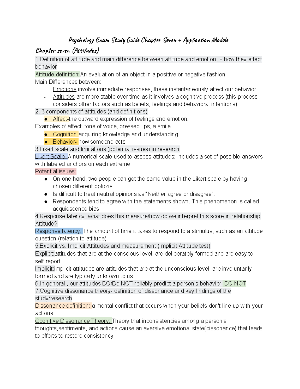 Psychology Exam Study Guide Chapter Seven + Application Module Pshoy Exa Stu Gud Char Sev