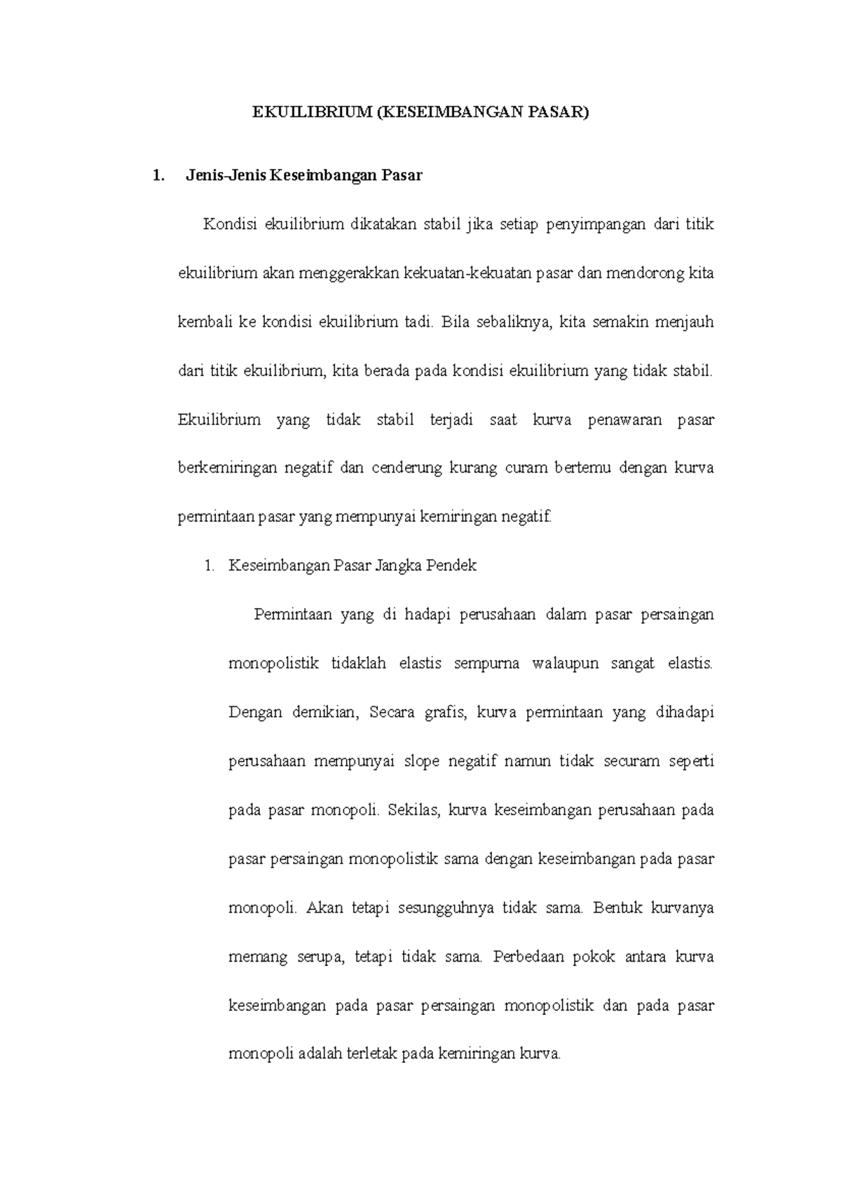 Materi Tentang Jenis-Jenis Keseimbangan Pasar - EKUILIBRIUM ...