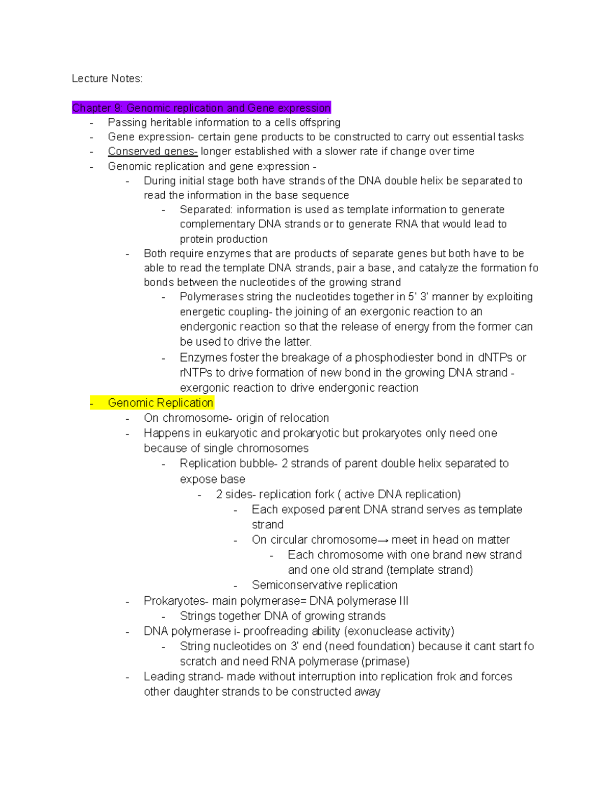 BISC300 Exam 2 study Guide - Lecture Notes: Chapter 9: Genomic ...