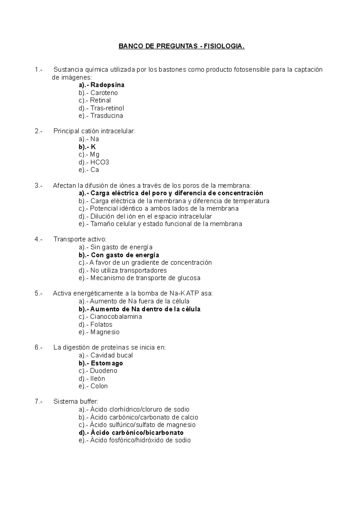 Banco De Preguntas Fisiologia Enarm - BANCO DE PREGUNTAS FISIOLOGIA ...