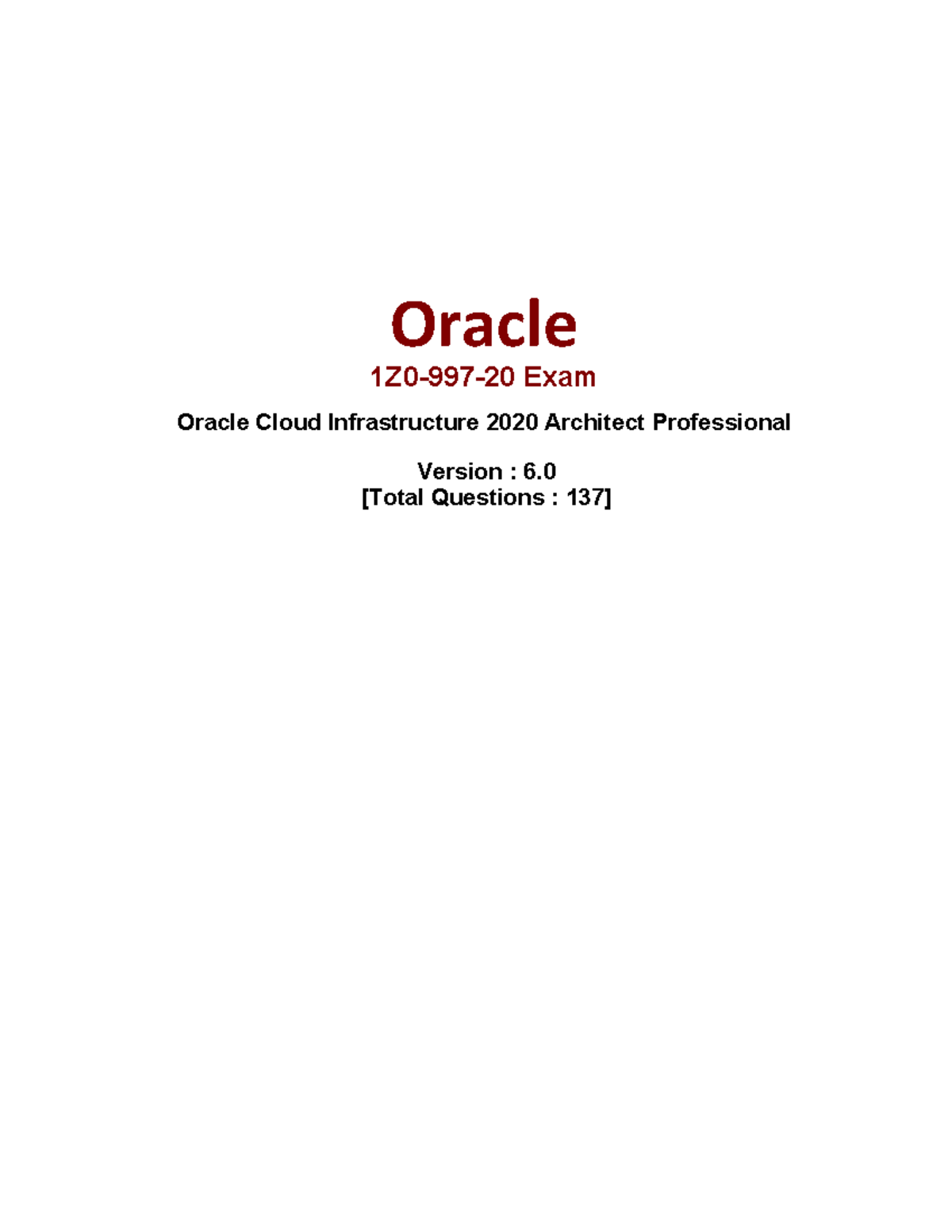 1Z0-997 - NOTES - Oracle Cloud Infrastructure 2020 Architect ...