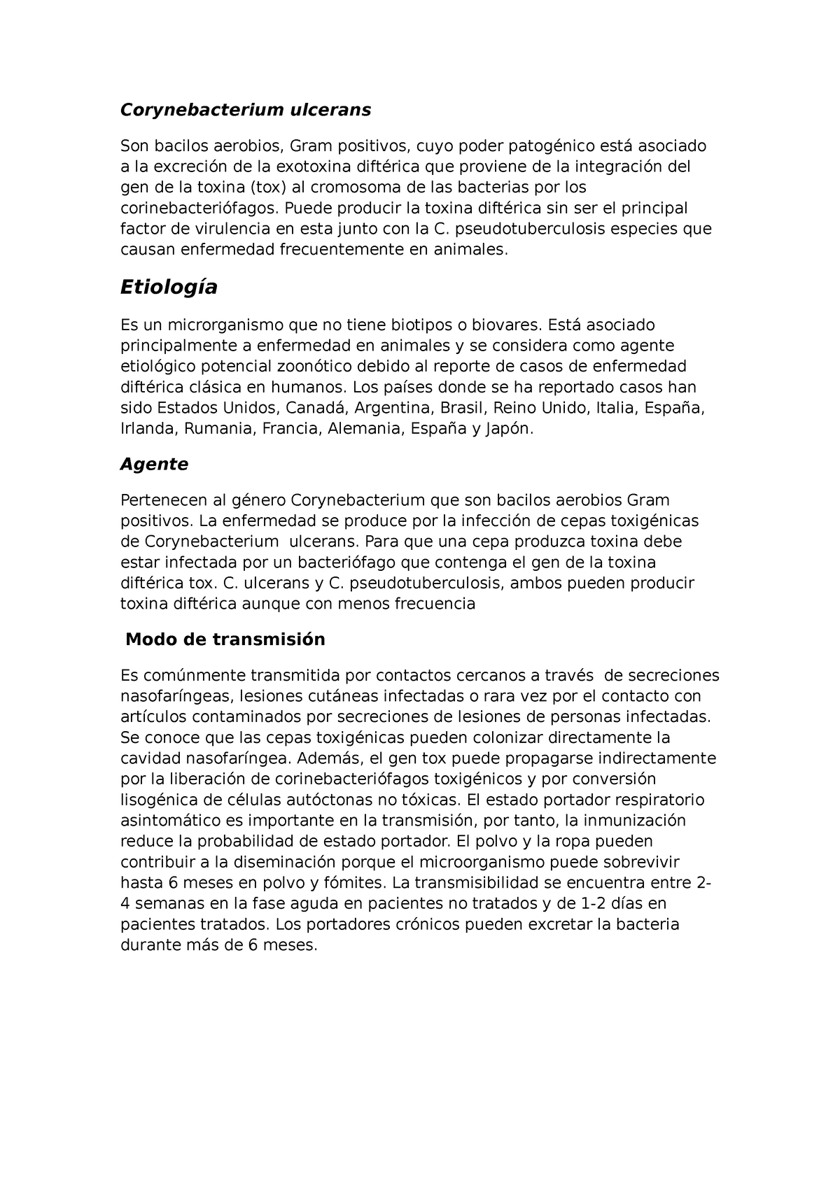 Corynebacterium ulcerans - Puede producir la toxina diftérica sin ser ...