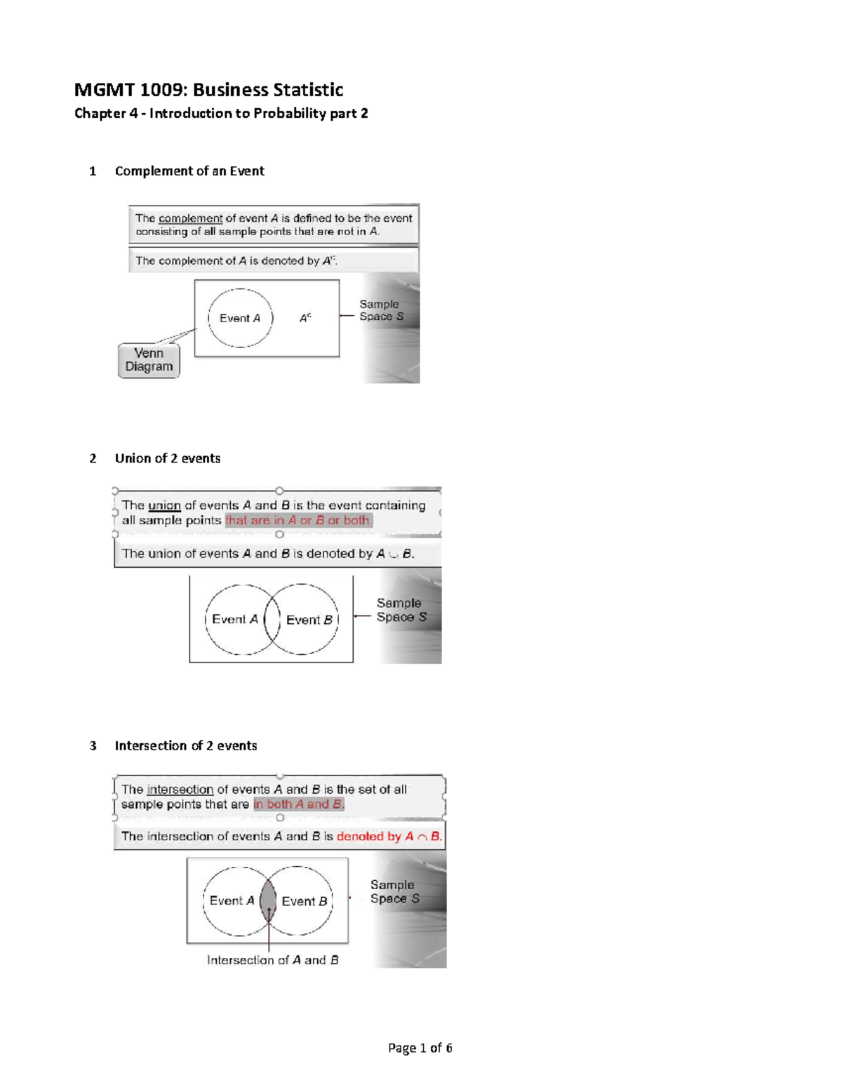 BS - Chapter 4-2 Summary - Chapter 4 - Introduction To Probability Part ...