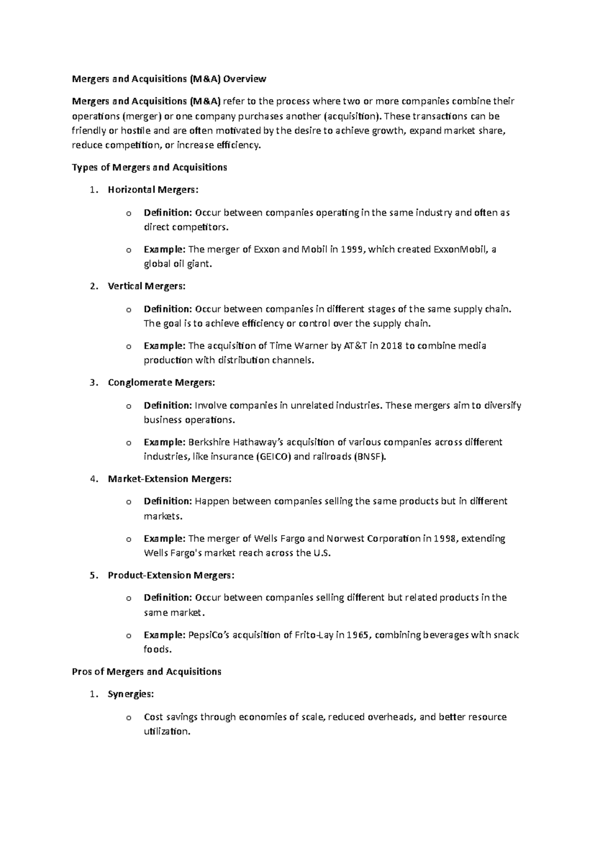 Mergers and Acquisitions - These transactions can be friendly or ...