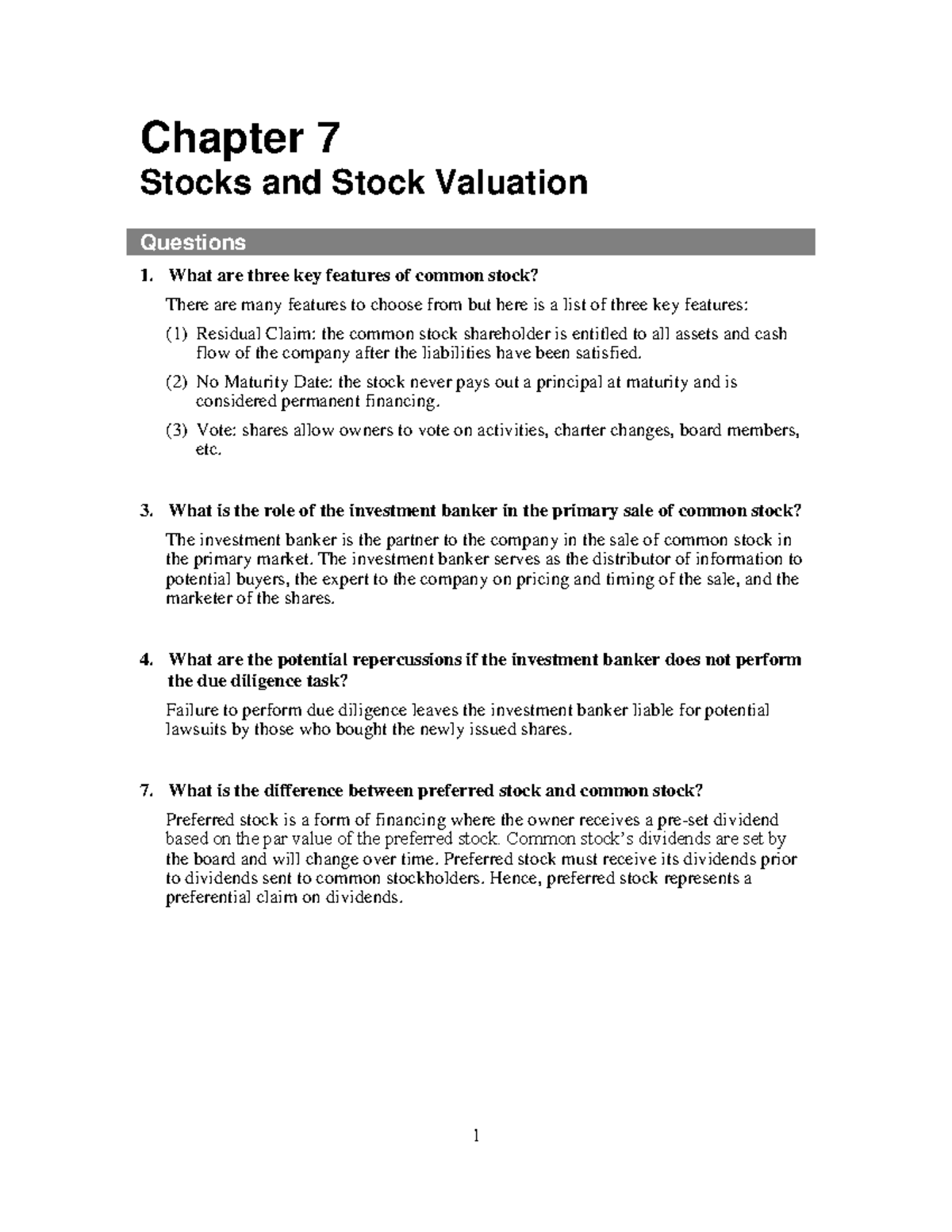 Chapter 07 Solutions - Stocks And Stock Valuation Resources - Chapter 7 ...