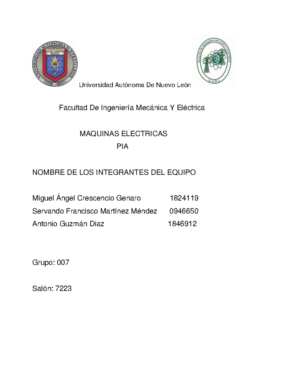 PIA Maquinas Electricas - Universidad Autónoma De Nuevo León Facultad ...