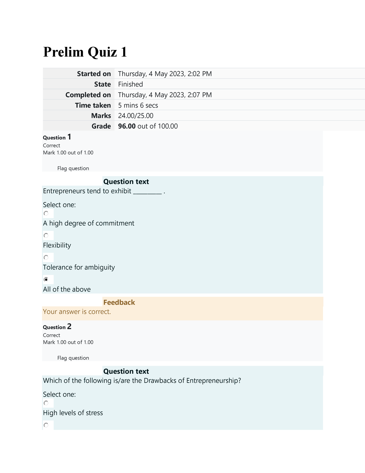 Technopreneurship Prelim Quiz 1 - Prelim Quiz 1 Started On Thursday, 4 ...