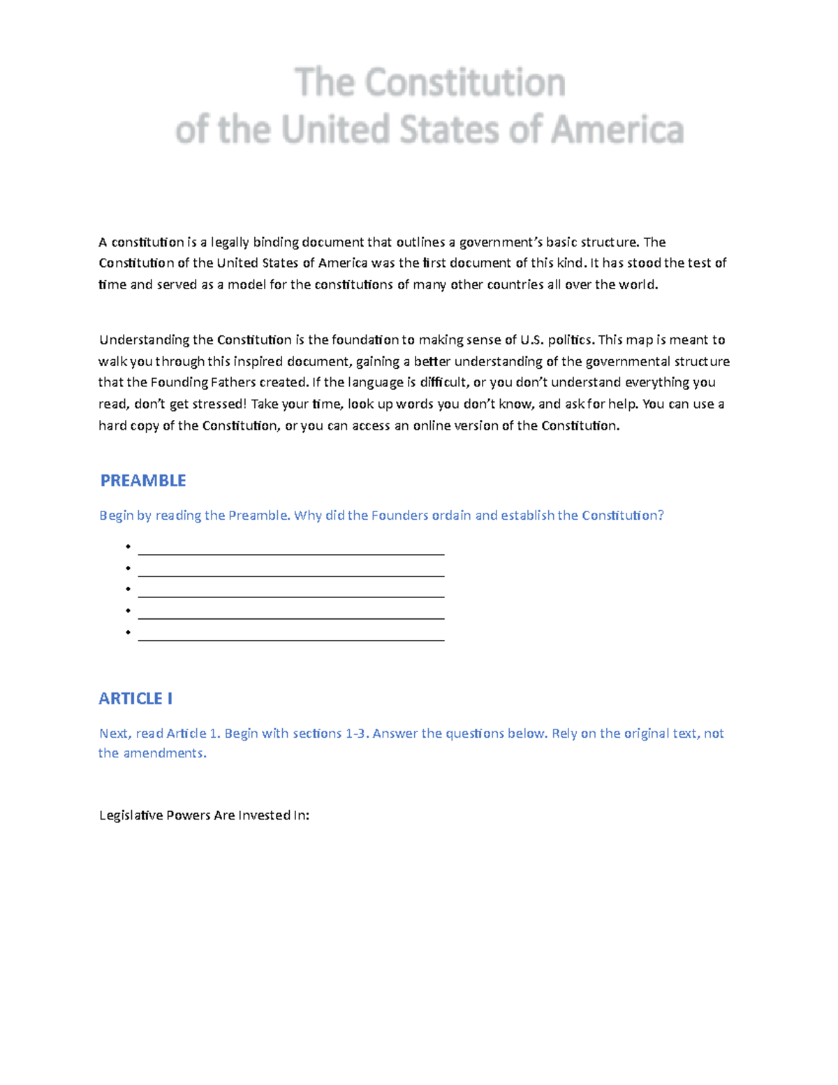 Mapping the Consitution V2 (1) A constitution is a legally binding