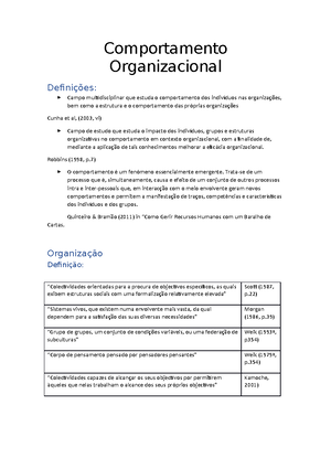 Comportamento Organizacional - Perguntas Teste - Escolha Múltipla ...