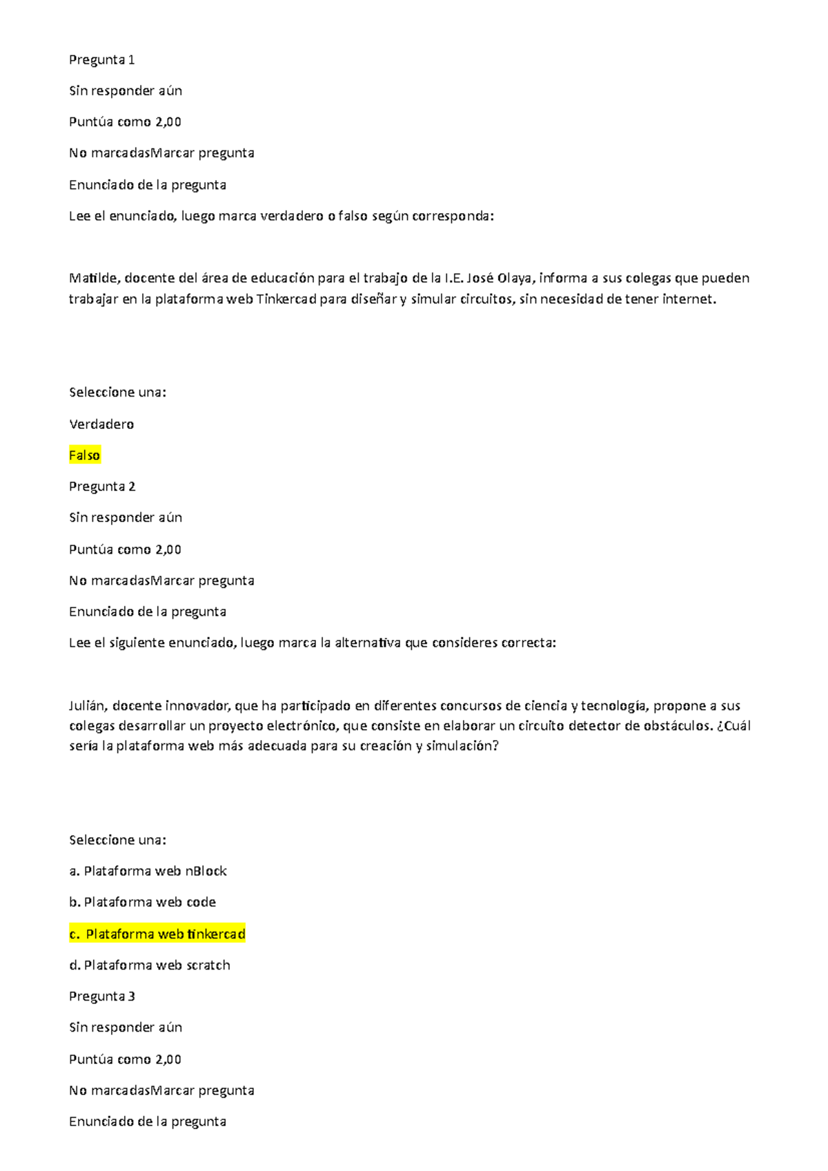 Unidad 1 Thinkcard - Perueduca - Pregunta 1 Sin responder aún Puntúa ...