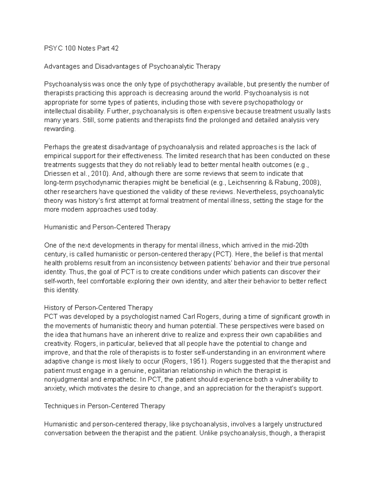 PSYC 100 Notes Part 42 - PSYC 100 Notes Part 42 Advantages and ...