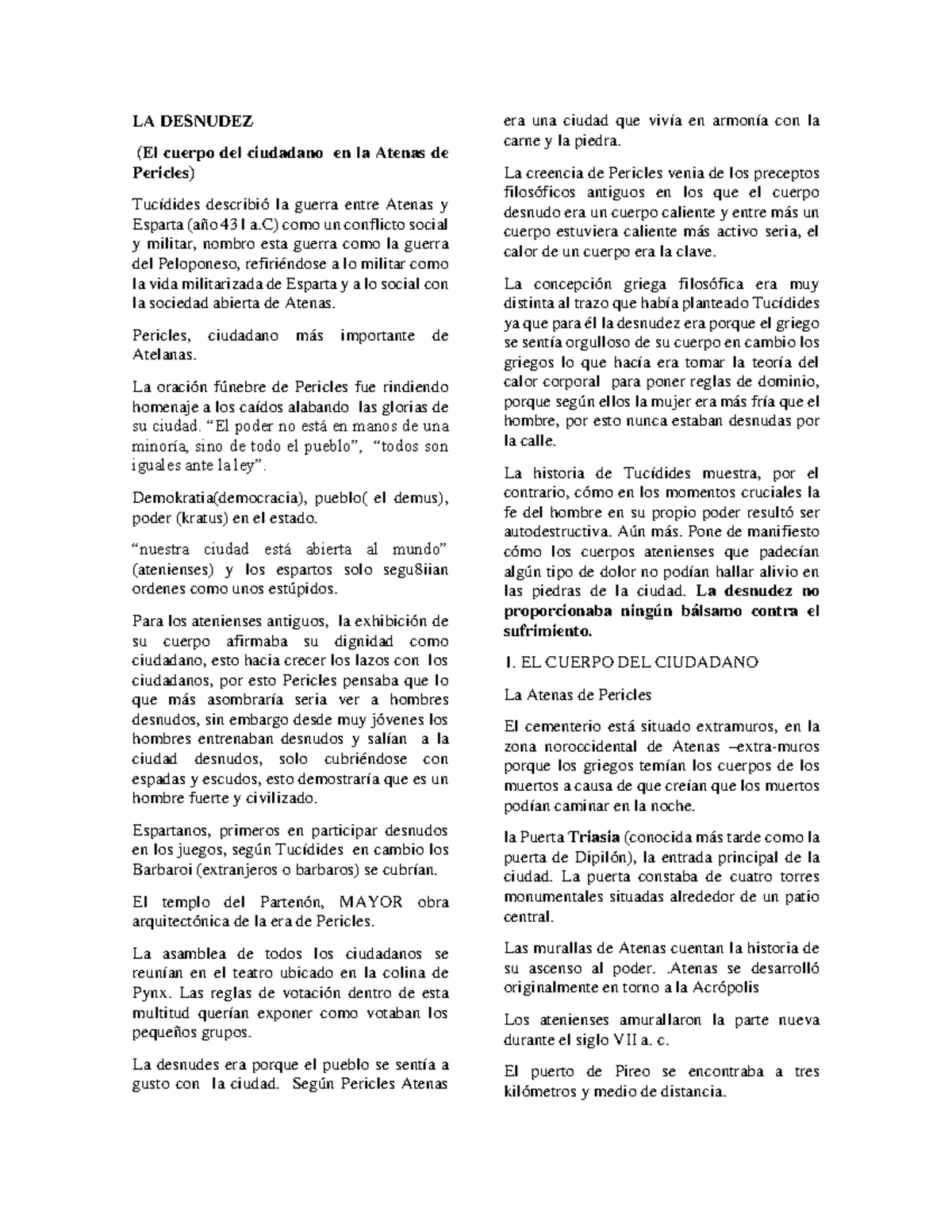 Desnudez cap1 catedra LA DESNUDEZ (El cuerpo del ciudadano en la