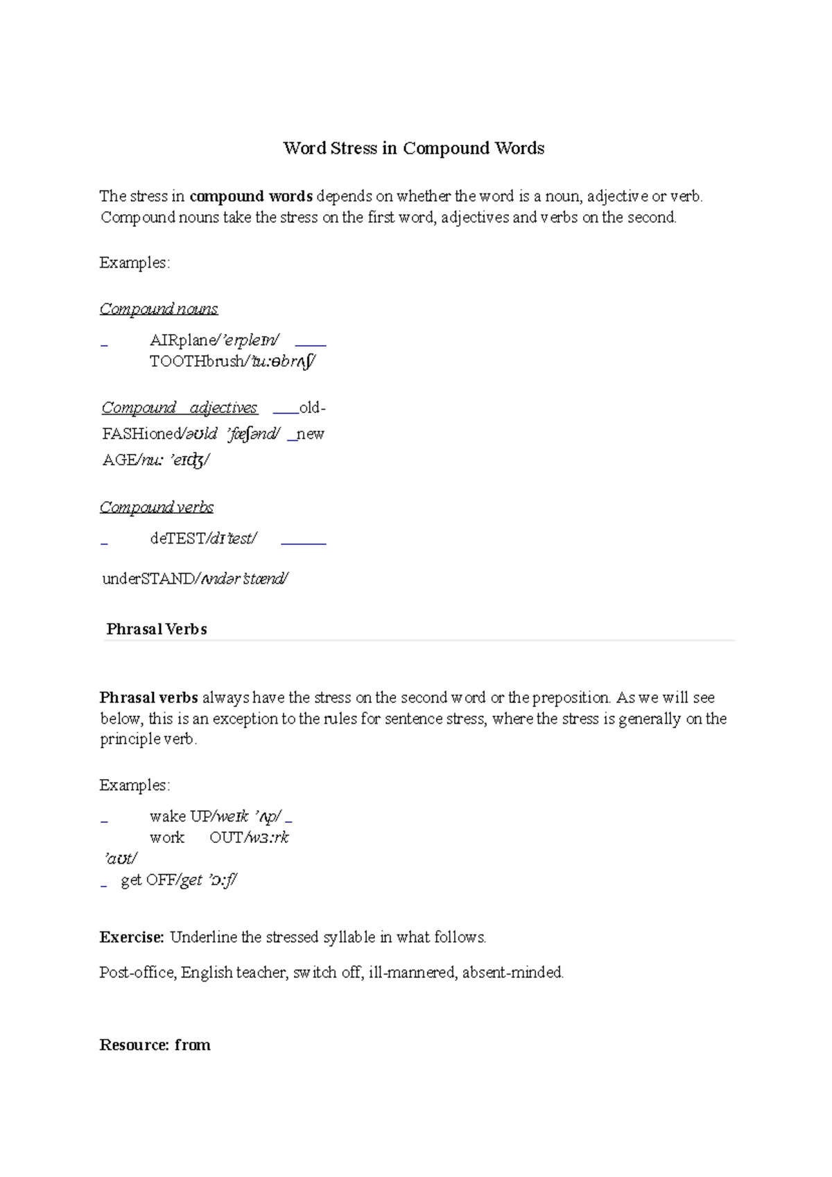 5-stress-in-compound-words-word-stress-in-compound-words-the-stress