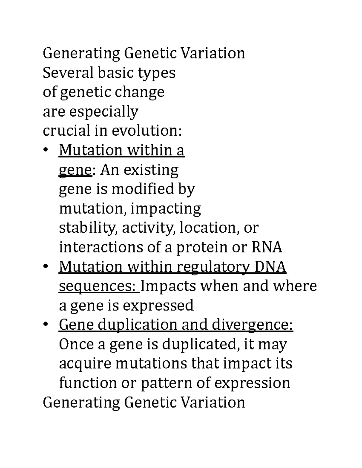 Lecture 12 Cell Bio - Generating Genetic Variation Several basic types ...
