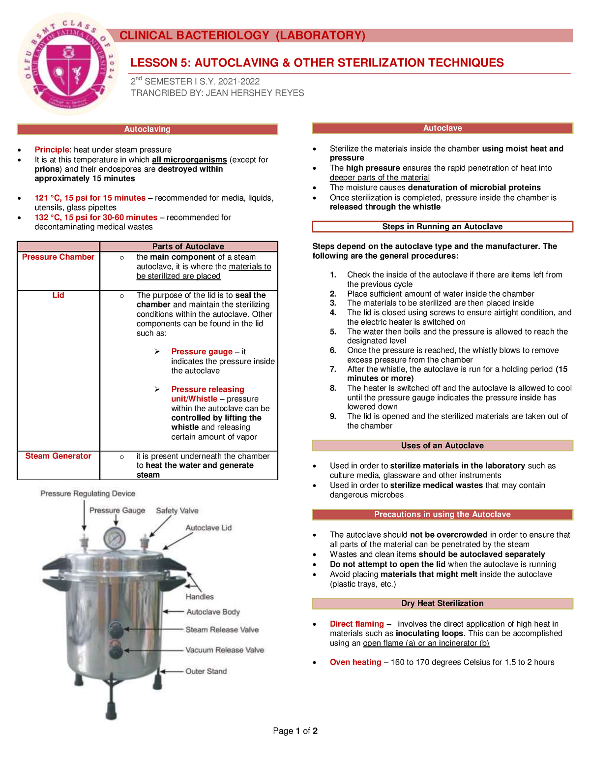 Laboratory 6 Autoclaving Other Sterilization Techniques - CLINICAL ...