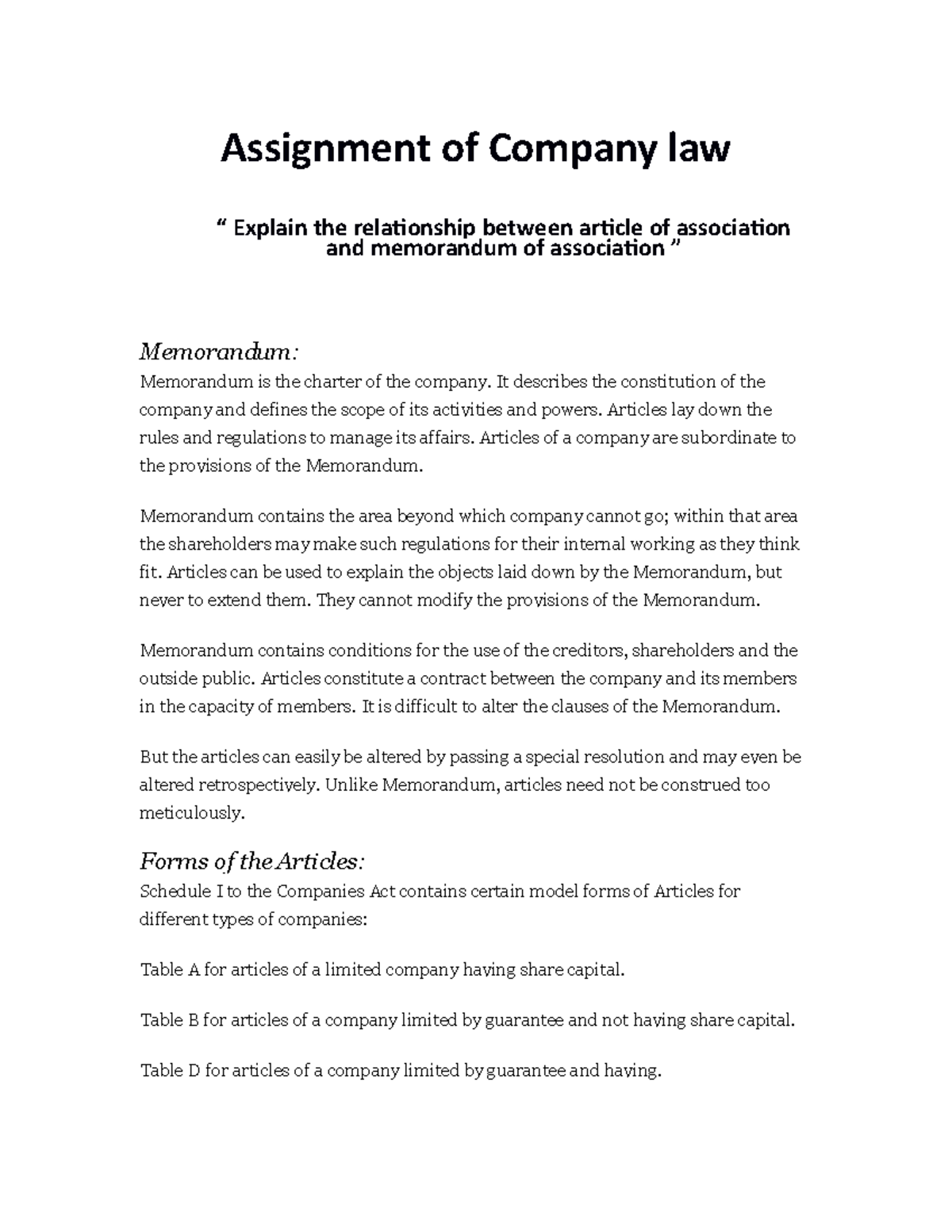 explain-the-relationship-between-article-of-association-and-memorandum