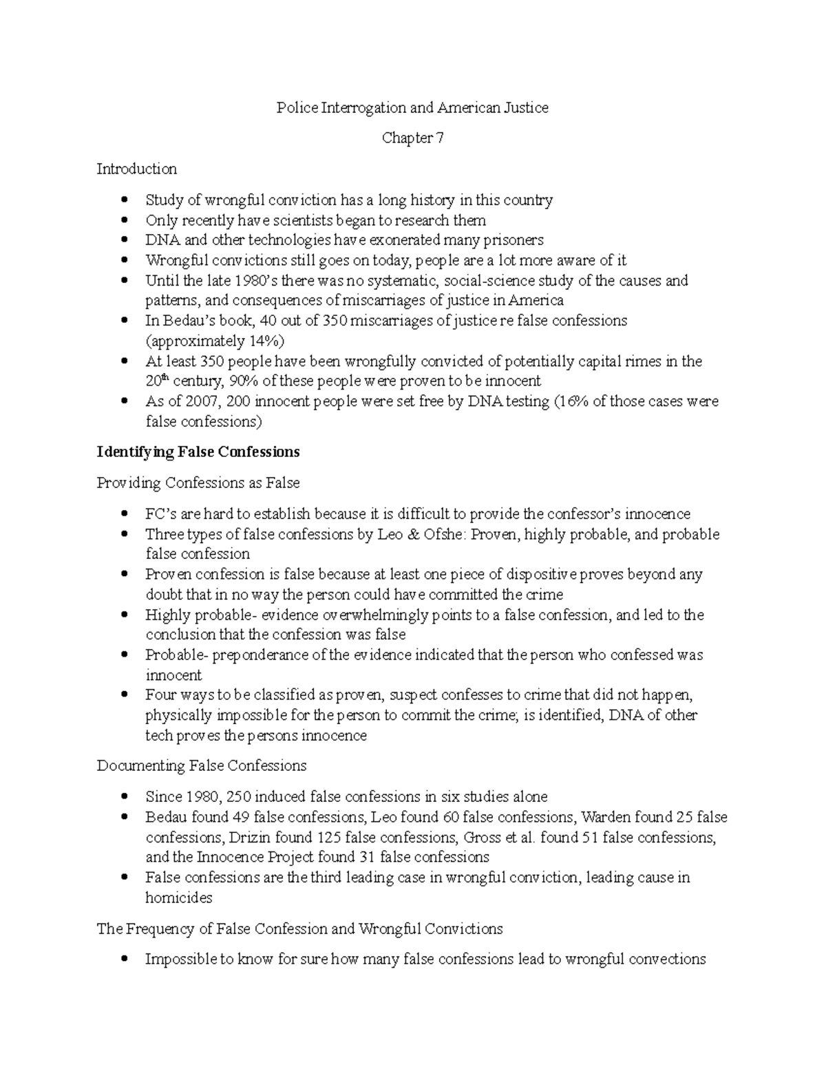 Police Interrogation and American Justice chapter 7 - Police ...