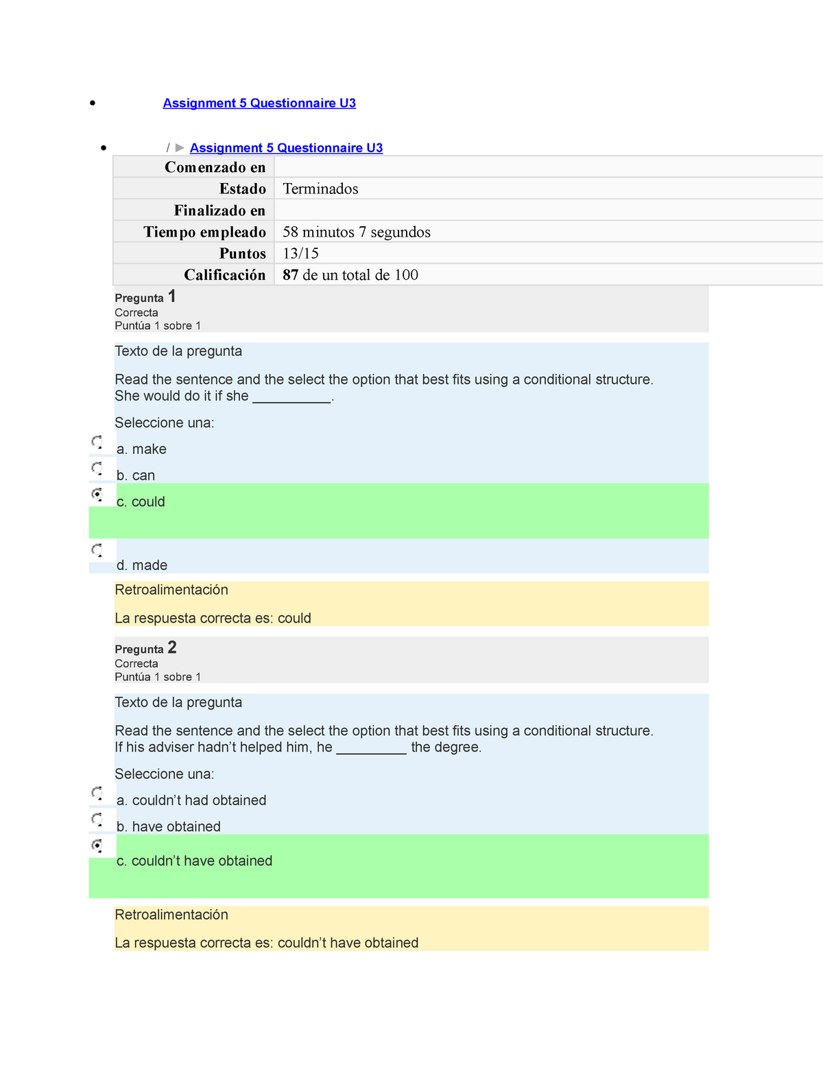 assignment 5 questionnaire u1