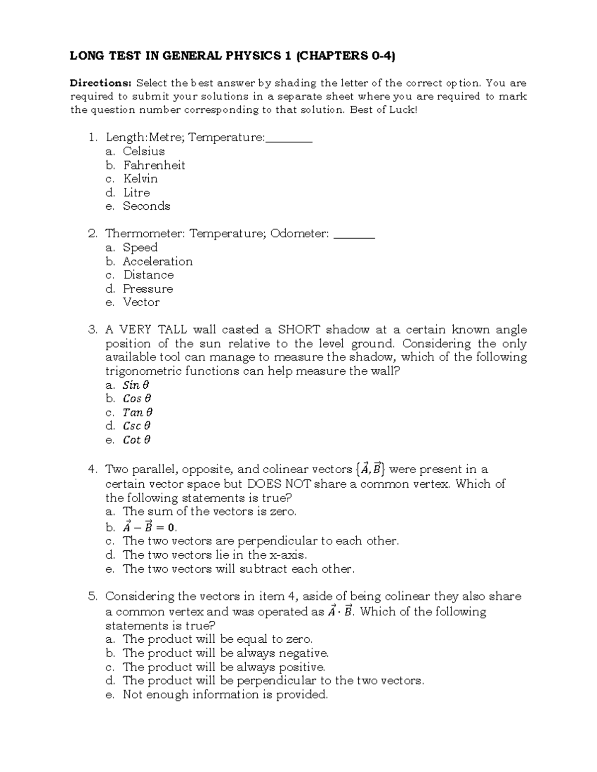 Long Test - ndns - LONG TEST IN GENERAL PHYSICS 1 (CHAPTERS 0-4 ...