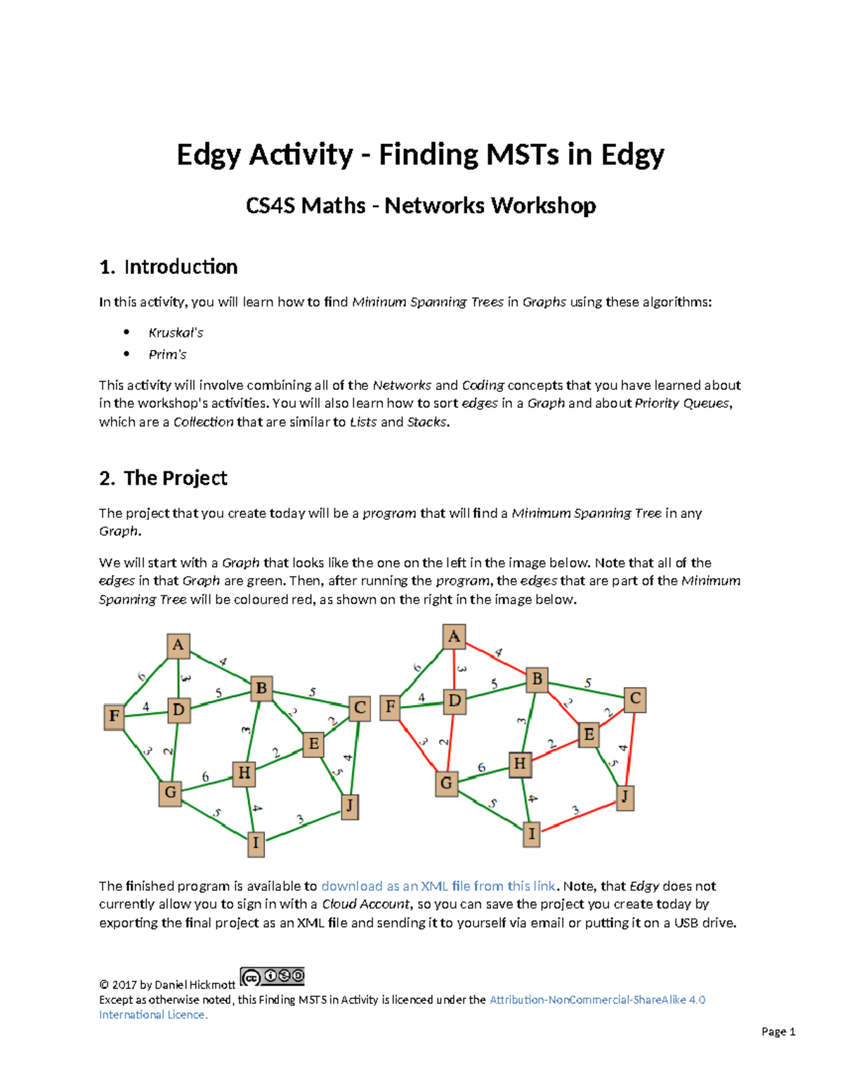 Edgy Activity - Finding MSTs in Edgy - Introduction In this activity ...