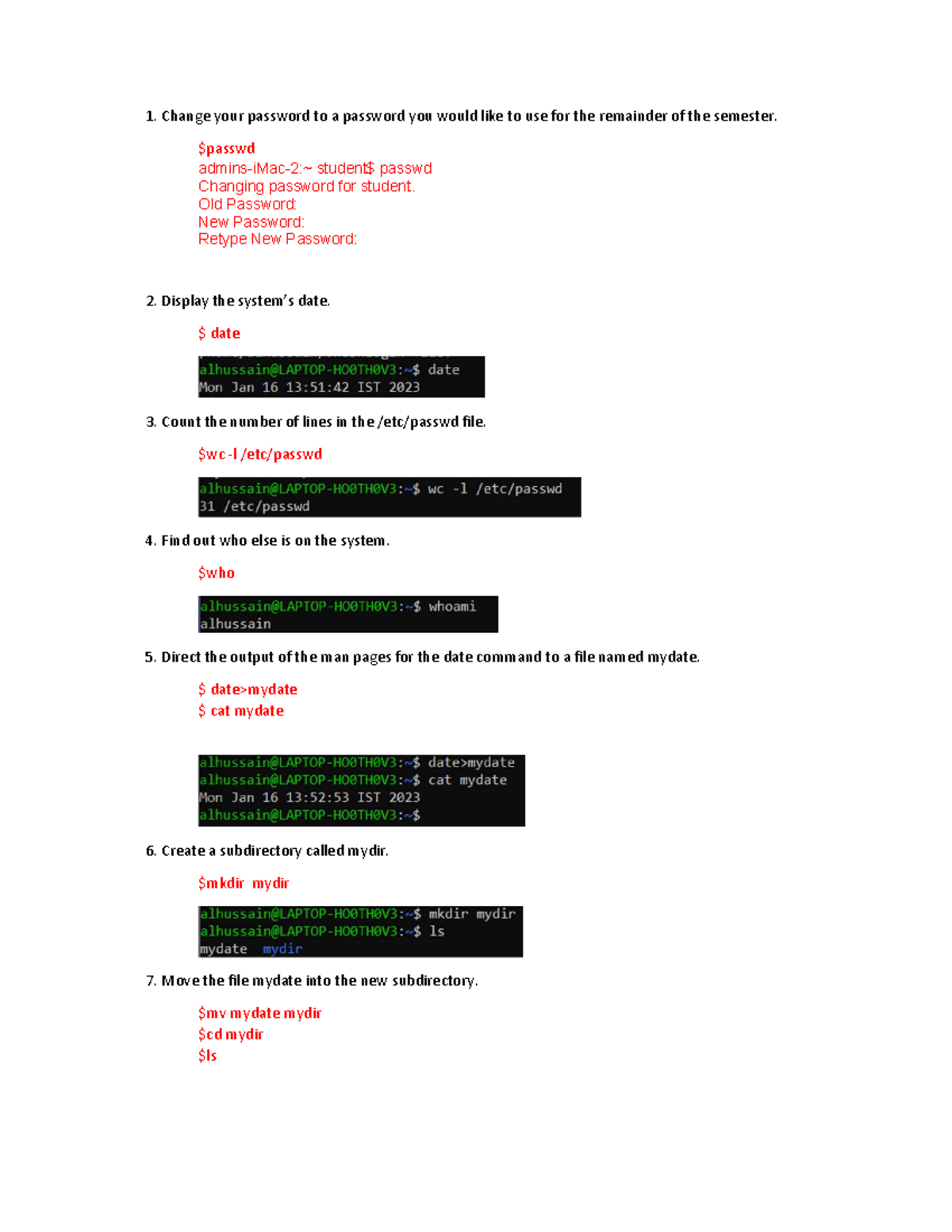Assignment 1 Lab OS Change Your Password To A Password You Would Like