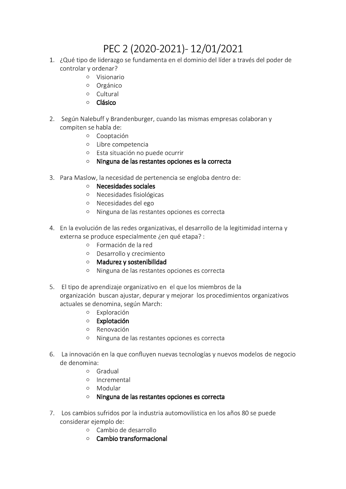 Pec 2 Prueba De Evaluacion Continua 2 Pec Ϯ ϮϬϮϬ ϮϬϮϭͿ ϭϮϬϭϮϬϮϭ ¿qué Tipo De Liderazgo 9072