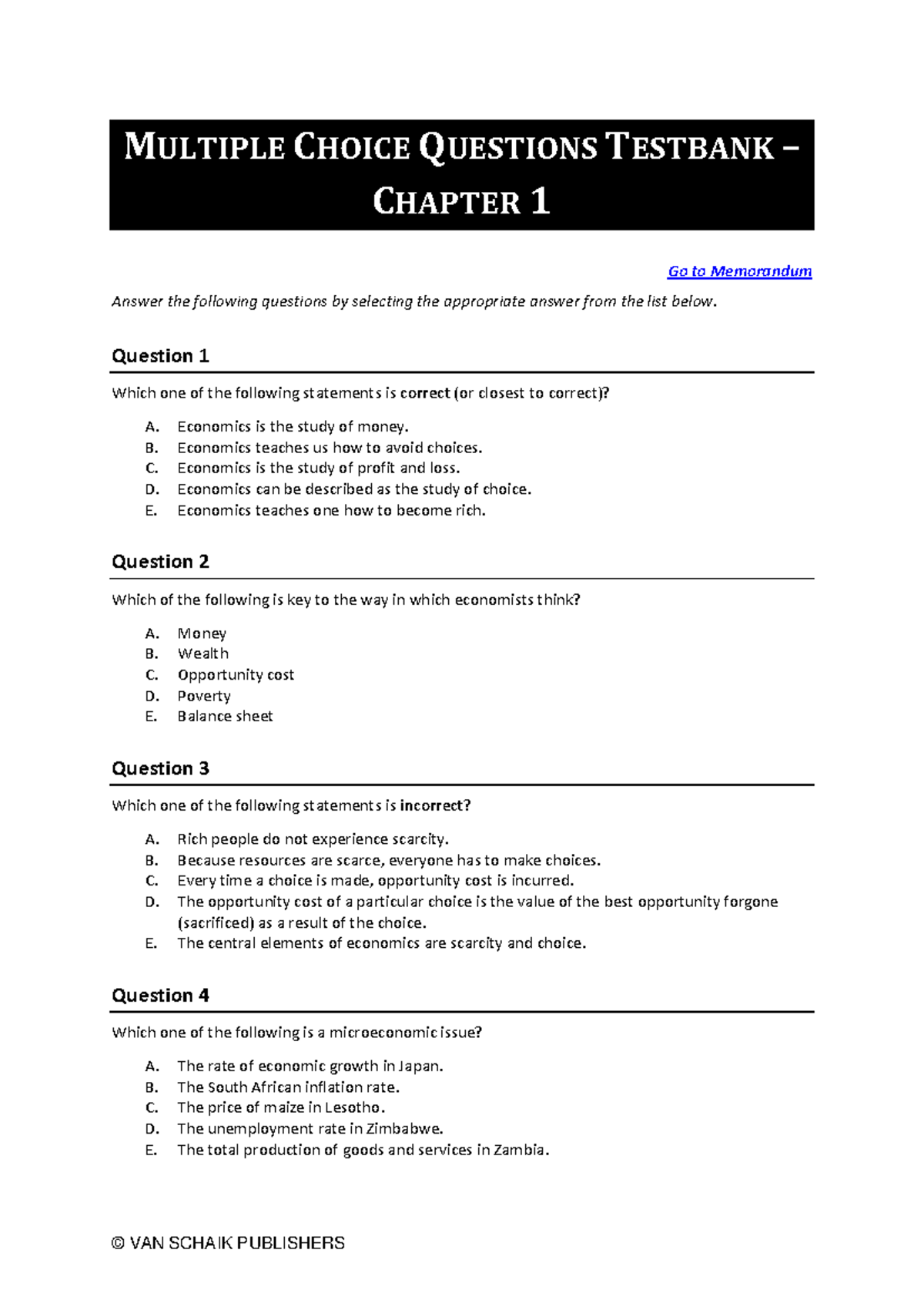 UME MCQ C1 - MCQ - MULTIPLE CHOICE QUESTIONS TESTBANK – CHAPTER 1 Go to ...