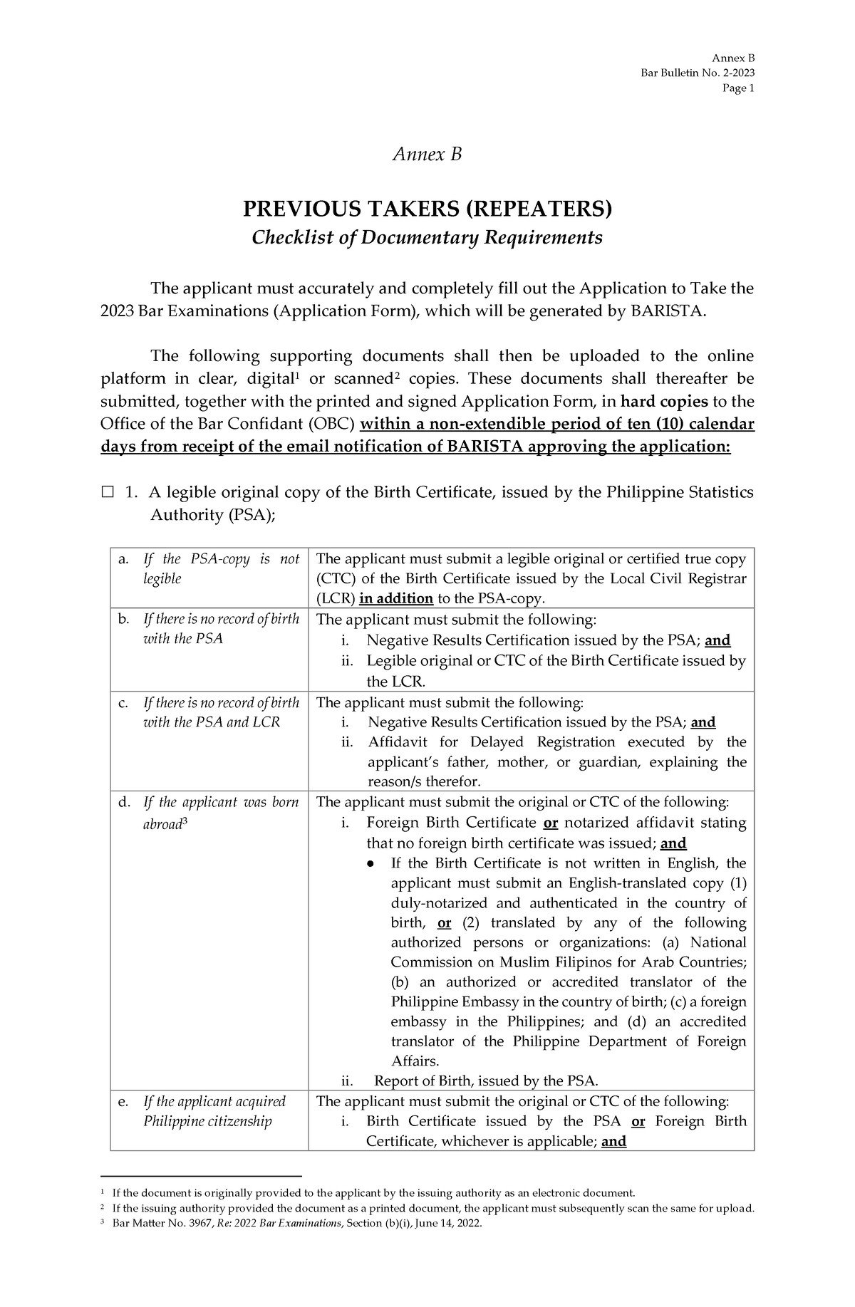 [Dec 15] BB 2 Annex B 2023 - Annex B Bar Bulletin No. 2- Page 1 Annex B ...