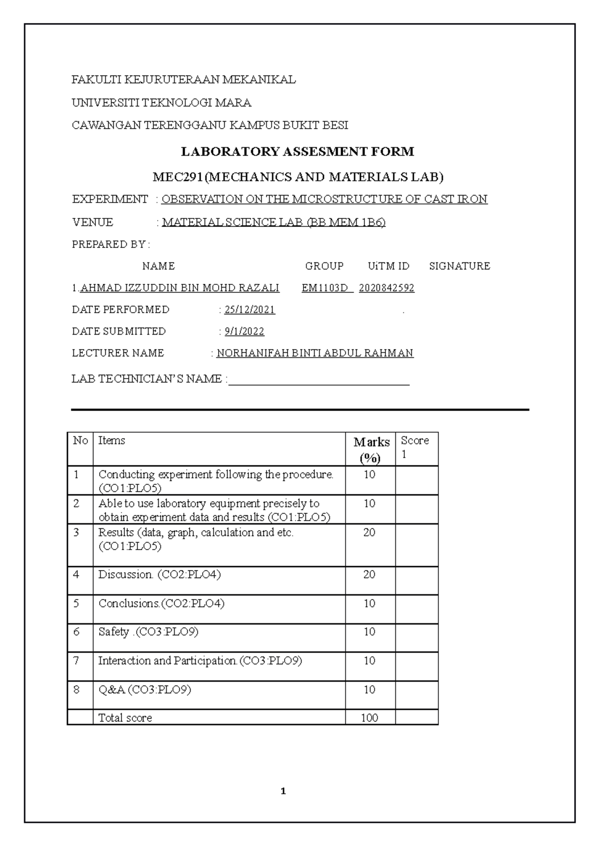 m2-observation-on-the-microstructure-of-cast-iron-lab-report-mec291