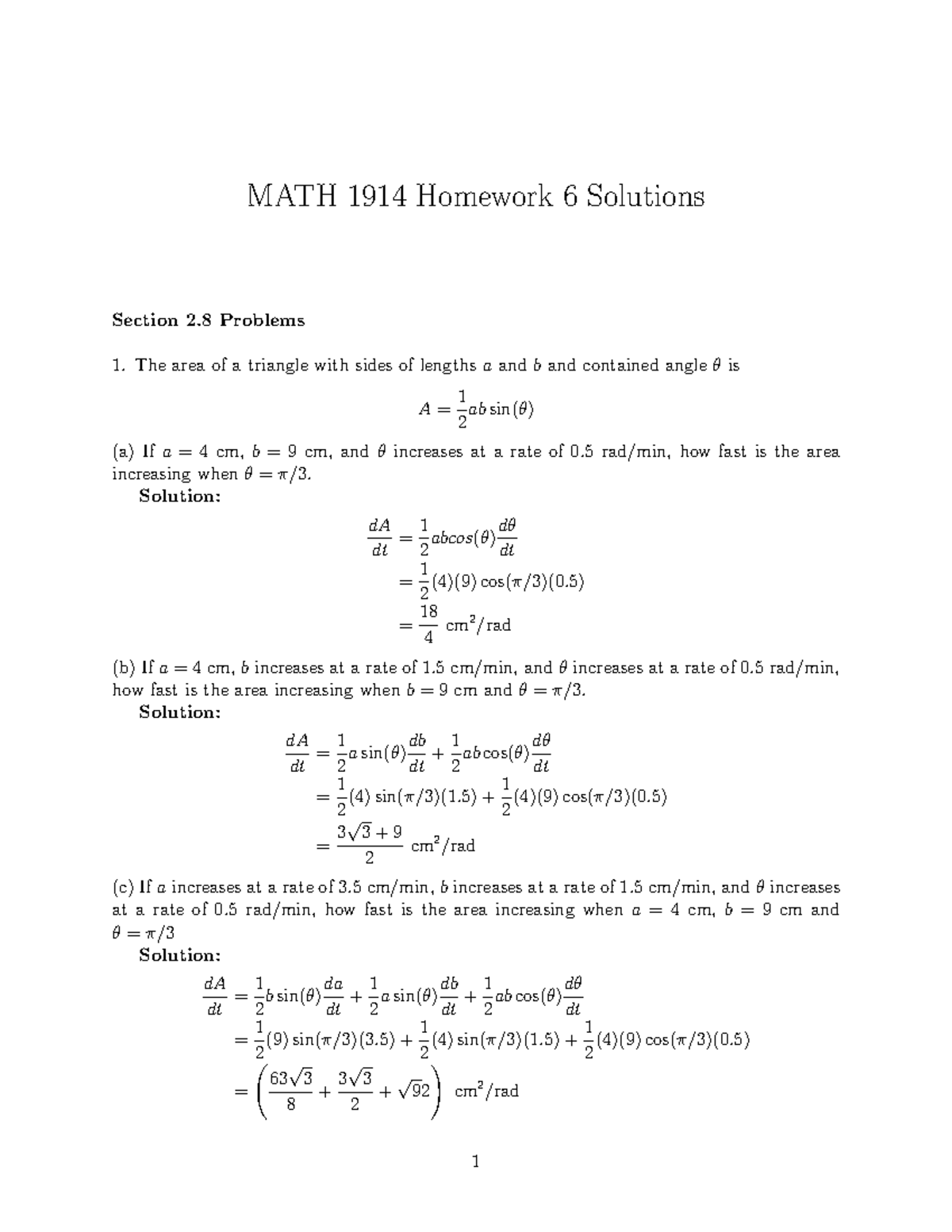 Hw6-solutions - Solutions - MATH 1914 Homework 6 Solutions Section 2 ...