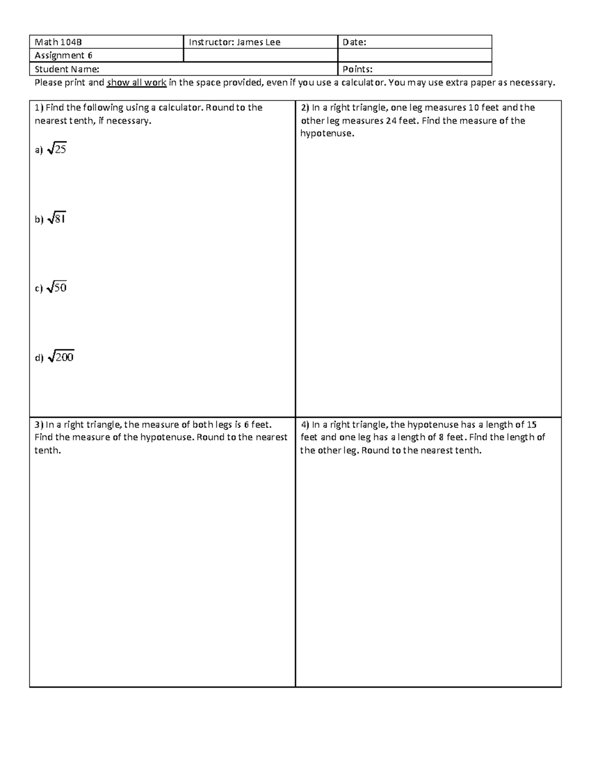 Math Assignment 6 - Math Homework, Work Shown - Math 104B Instructor ...