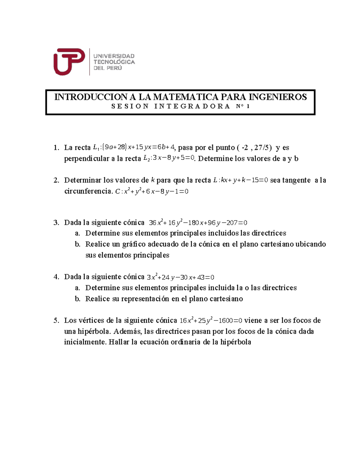Sesion Integradora 1 - Práctica para el examen parcial - 1. La recta L ...