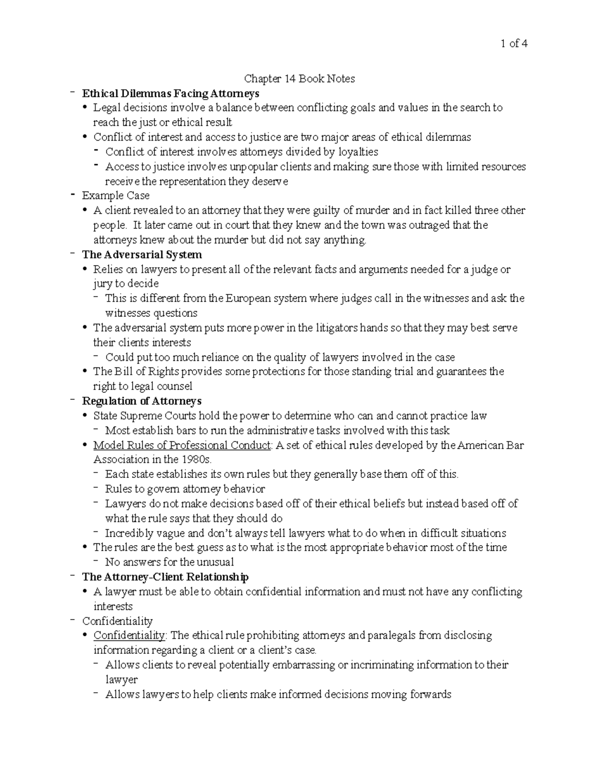 Chapter 14 Book Notes 1! of !4 Chapter 14 Book Notes Ethical Dilemmas