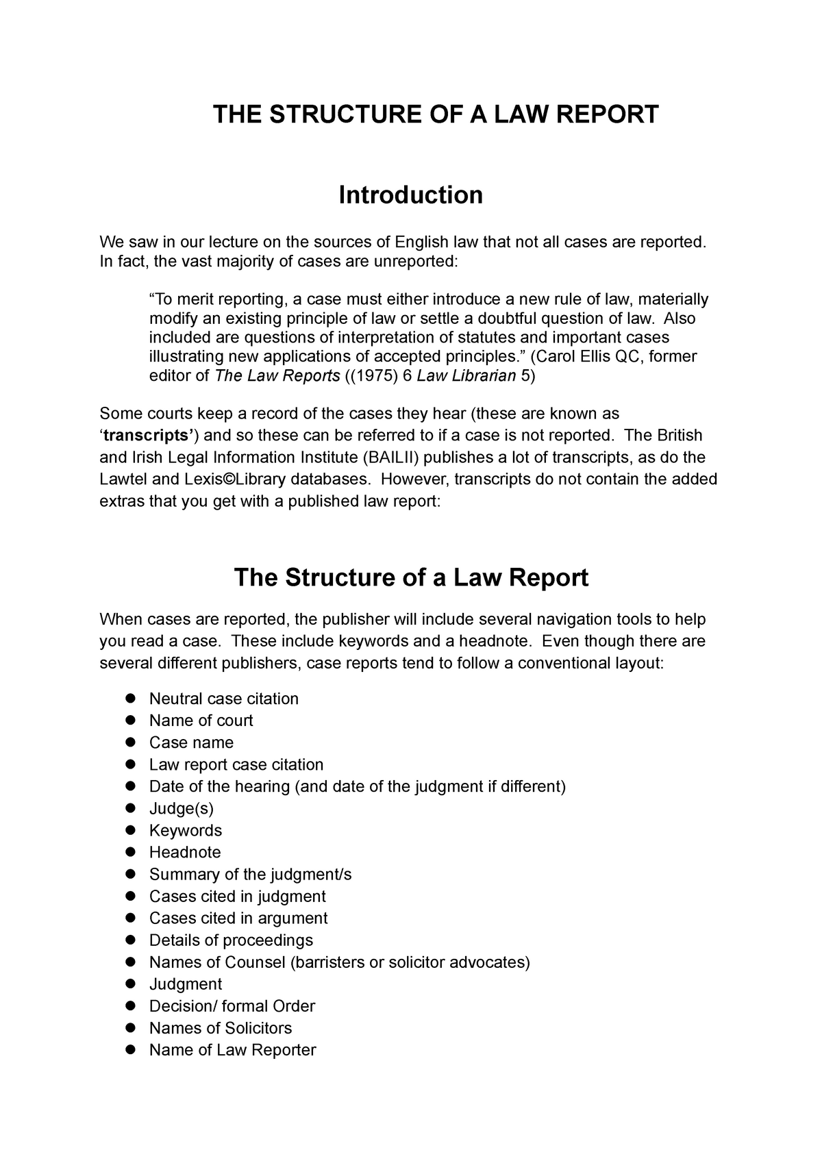 law report essay