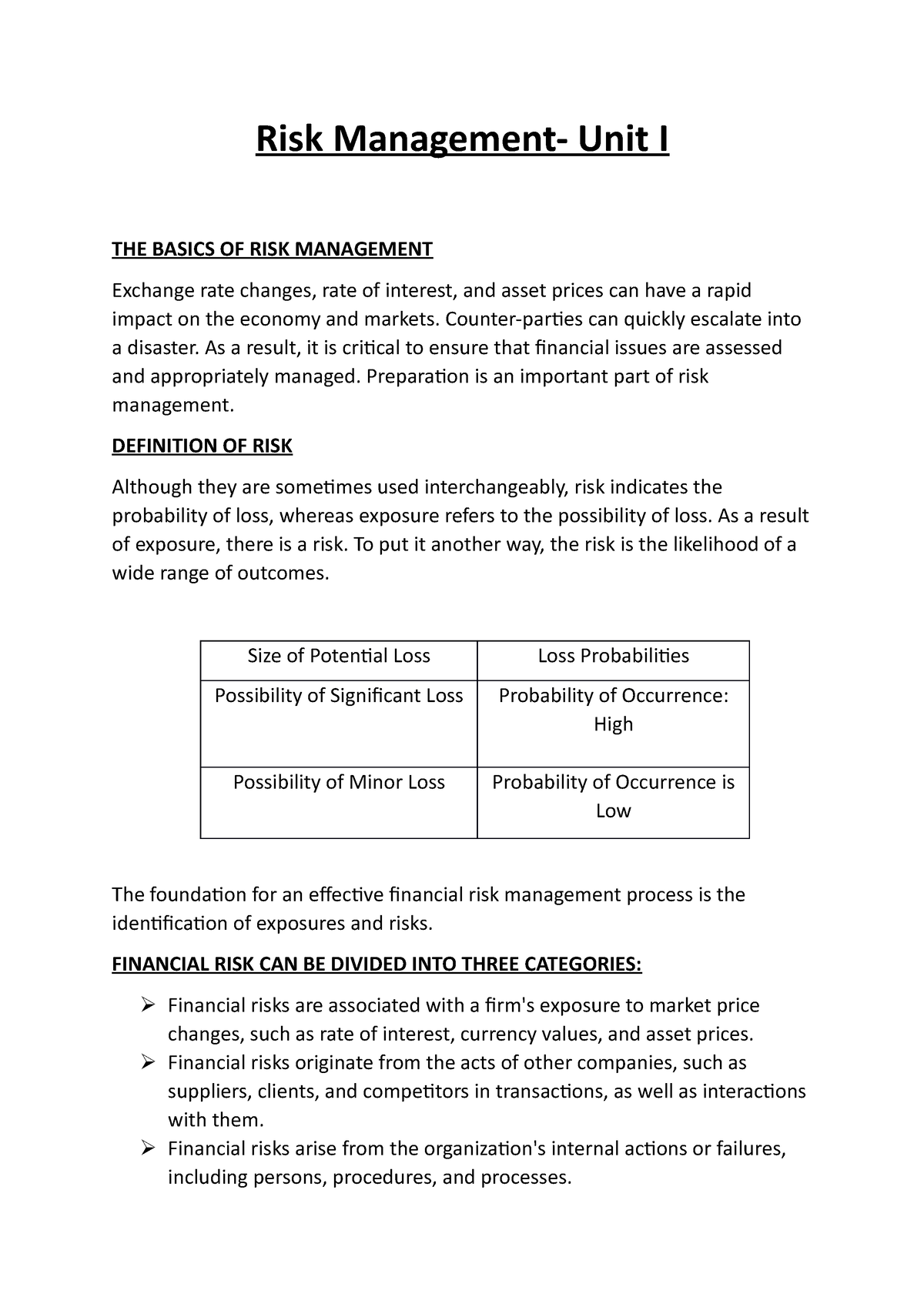 risk-management-unit-i-lecture-notes-risk-management-unit-i-the